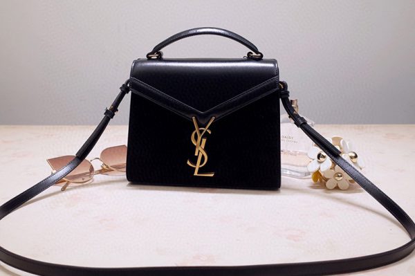 Replica Saint Laurent 602716 YSL Cassandra Mini Top handle bag In Black Leather