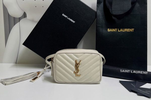 Replica Saint Laurent 614031 YSL LOU BELT BAG IN White QUILTED LEATHER