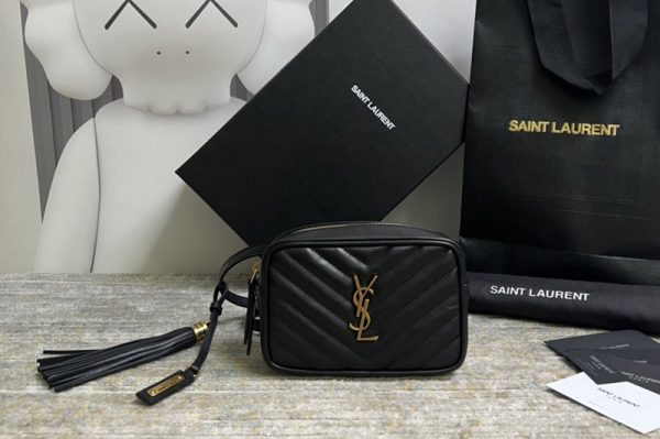 Replica Saint Laurent 614031 YSL LOU BELT BAG IN Black QUILTED LEATHER