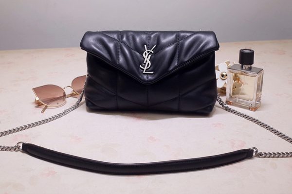 Replica Saint Laurent 619757 YSL LOULOU PUFFER MINI BAG IN Black QUILTED LAMBSKIN