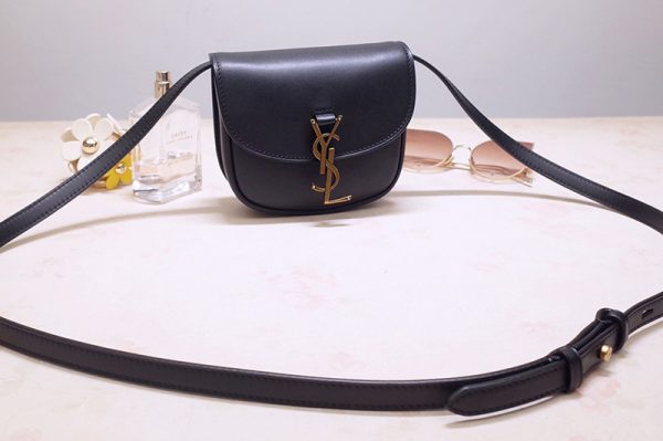 Replica Saint Laurent 623097 YSL Kaia Mini Satchel Bag in Black Smooth Vintage Leather