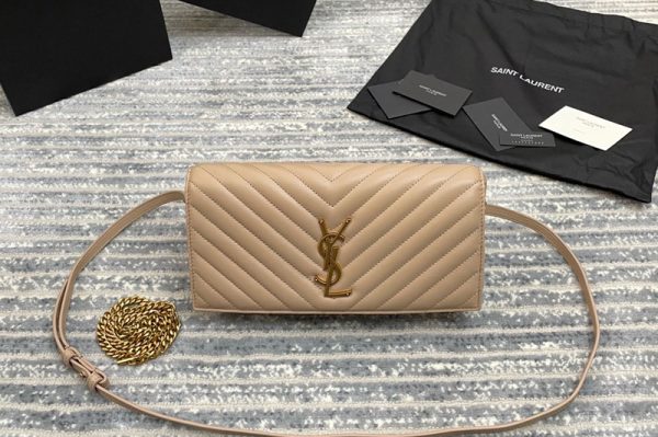 Replica Saint Laurent 6320141 YSL KATE 99 Bag IN Beige QUILTED LAMBSKIN With Gold Chain