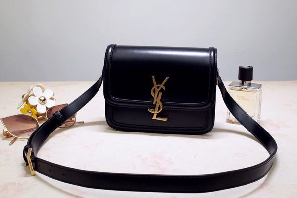 Replica Saint Laurent 634305 YSL SOLFERINO MEDIUM SATCHEL Bag IN Black BOX SAINT LAURENT LEATHER