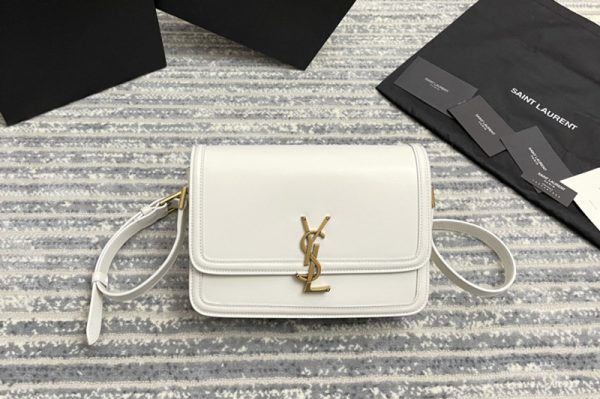 Replica Saint Laurent 634305 YSL SOLFERINO MEDIUM SATCHEL Bag IN White BOX SAINT LAURENT LEATHER