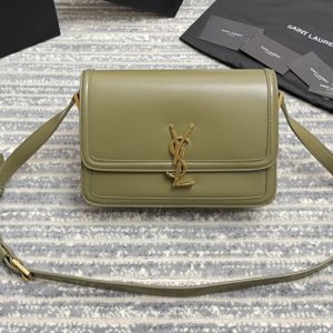 Replica Saint Laurent 634305 YSL SOLFERINO MEDIUM SATCHEL Bag IN Green BOX SAINT LAURENT LEATHER