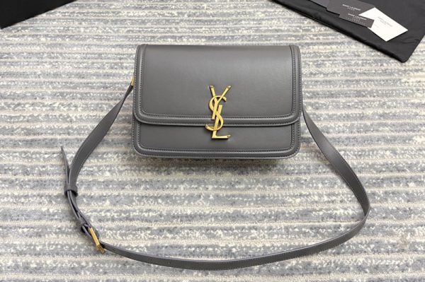 Replica Saint Laurent 634305 YSL SOLFERINO MEDIUM SATCHEL Bag IN Grey BOX SAINT LAURENT LEATHER