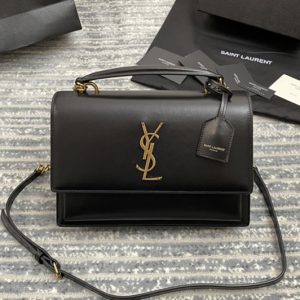 Replica Saint Laurent 634723 YSL MEDIUM SUNSET SATCHEL IN Black SMOOTH LEATHER