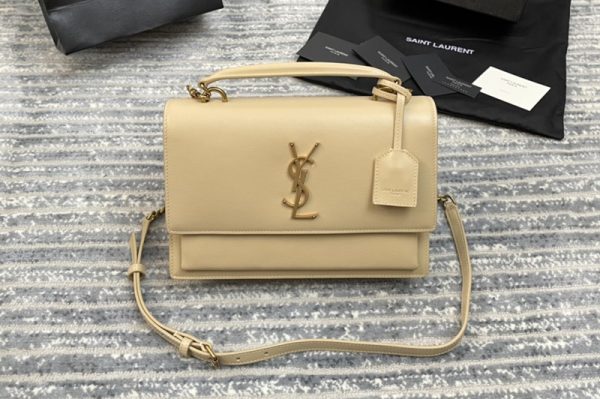 Replica Saint Laurent 634723 YSL MEDIUM SUNSET SATCHEL Bag IN Yellow SMOOTH LEATHER