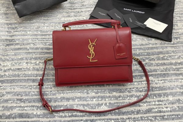 Replica Saint Laurent 634723 YSL MEDIUM SUNSET SATCHEL Bag IN Red SMOOTH LEATHER