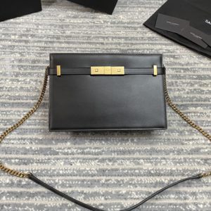 Replica Saint Laurent 636478 YSL NEW MANHATTAN POUCH IN Black BOX SAINT LAURENT LEATHER