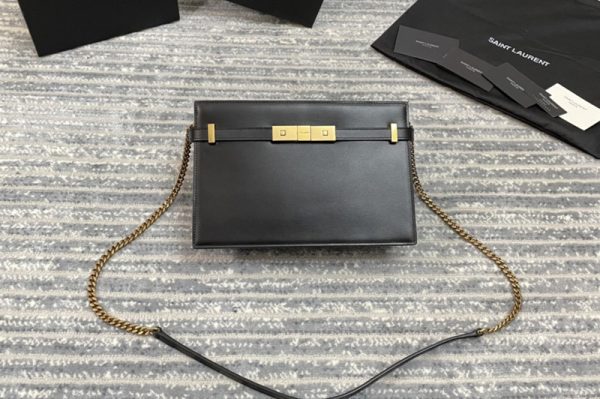 Replica Saint Laurent 636478 YSL NEW MANHATTAN POUCH IN Black BOX SAINT LAURENT LEATHER