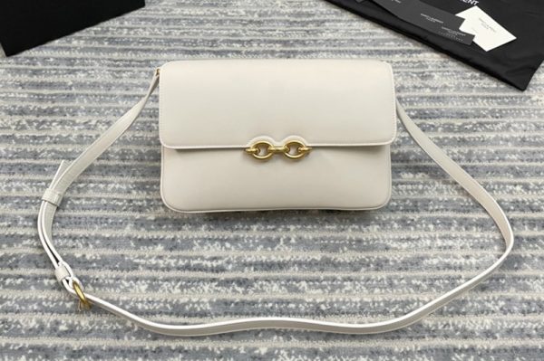 Replica Saint Laurent 649795 YSL LE MAILLON SATCHEL IN White SMOOTH LEATHER