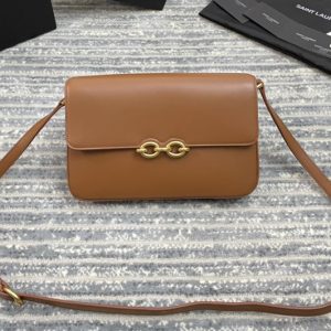 Replica Saint Laurent 649795 YSL LE MAILLON SATCHEL IN Brown SMOOTH LEATHER