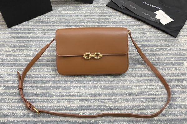 Replica Saint Laurent 649795 YSL LE MAILLON SATCHEL IN Brown SMOOTH LEATHER