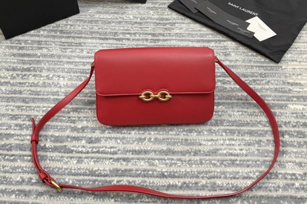 Replica Saint Laurent 649795 YSL LE MAILLON SATCHEL IN Red SMOOTH LEATHER