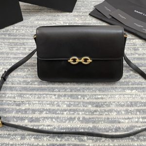 Replica Saint Laurent 649795 YSL LE MAILLON SATCHEL IN Black SMOOTH LEATHER