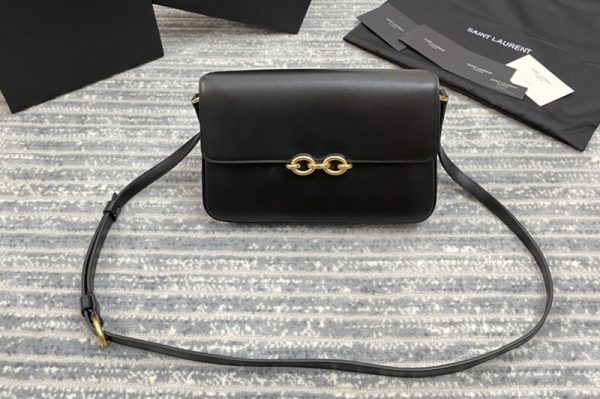 Replica Saint Laurent 649795 YSL LE MAILLON SATCHEL IN Black SMOOTH LEATHER