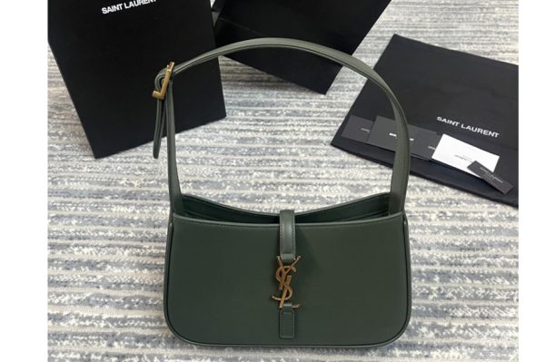 Replica Saint Laurent 657228 YSL LE 5 À 7 HOBO BAG IN Green Smooth LEATHER