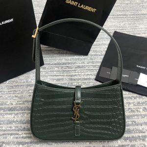 Replica Saint Laurent 657228 YSL LE 5 À 7 HOBO BAG IN Green CROCODILE-EMBOSSED SHINY LEATHER