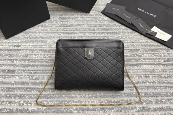 Replica Saint Laurent 657361 YSL VICTOIRE BABY CLUTCH Bag IN Black LEATHER