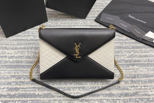 Replica Saint Laurent 668864 YSL GABY CHAIN BAG IN Black/White VINTAGE LAMBSKIN