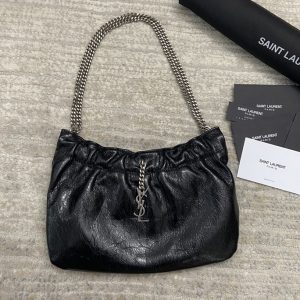 Replica Saint Laurent 681632 YSL Monogram Hobo Bag in Black Leather