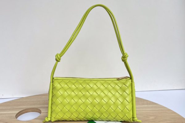 Replica Bottega Veneta 701025 Pouch With Strap in Lemon intrecciato leather