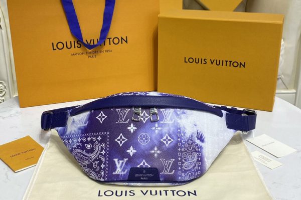 Replica Louis Vuitton M20587 LV Discovery Bumbag in Blue Cowhide leather