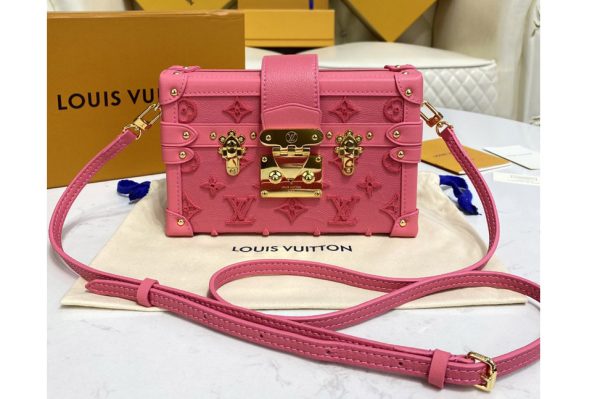 Replica Louis Vuitton M20745 LV Petite Malle handbag in Pink Tufted grained calfskin leather