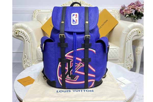 Replica Louis Vuitton M21104 LV Christopher MM backpack in Blue Embossed Taurillon leather