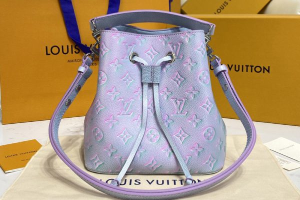 Replica Louis Vuitton M46173 LV NeoNoé BB bucket bag in Purple Monogram Empreinte leather