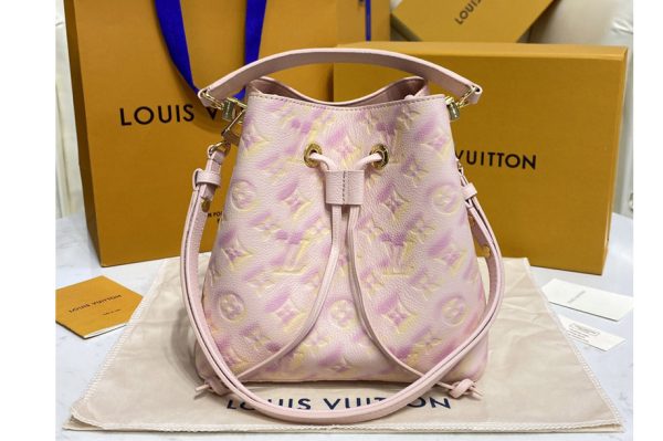 Replica Louis Vuitton M46174 LV NeoNoé BB bucket bag in Pink Monogram Empreinte leather