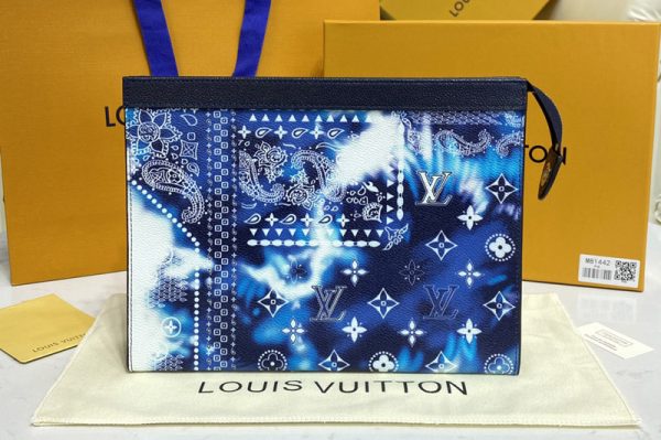 Replica Louis Vuitton M81442 LV Pochette Voyage in Blue Cowhide leather