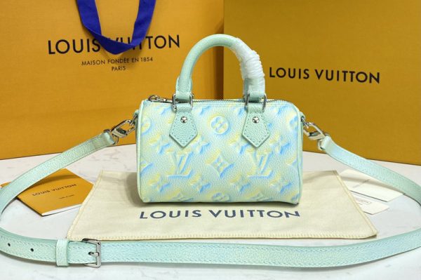 Replica Louis Vuitton M81508 LV Nano Speedy Bag in Green Monogram Empreinte leather