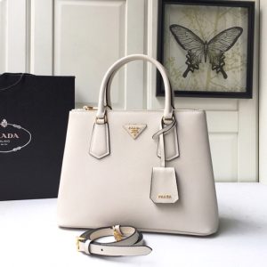 Replica Prada 1BA232 Medium Prada Galleria Saffiano leather bag in White Saffiano leather