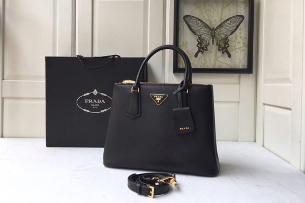 Replica Prada 1BA232 Medium Prada Galleria Saffiano leather bag in Black Saffiano leather