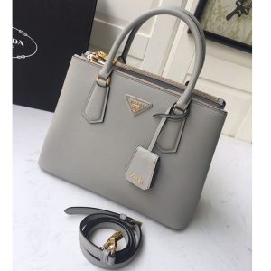 Replica Prada 1BA232 Medium Prada Galleria Saffiano leather bag in Grey Saffiano leather