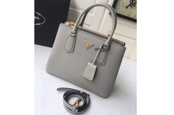 Replica Prada 1BA232 Medium Prada Galleria Saffiano leather bag in Grey Saffiano leather