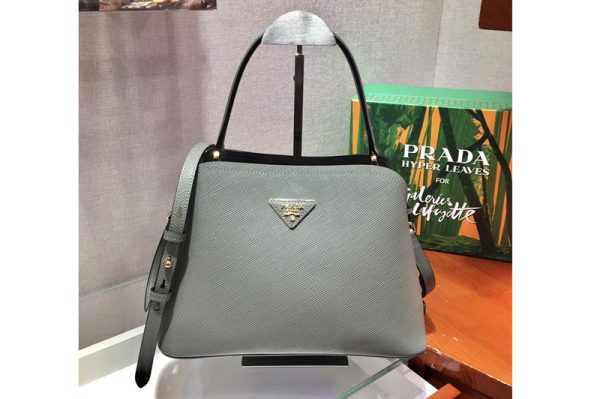 Replica Prada 1BA282 Medium Saffiano Leather Prada Matinee Bag in Grey Saffiano Leather