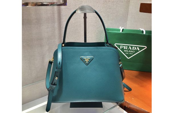 Replica Prada 1BA282 Medium Saffiano Leather Prada Matinee Bag in Blue Saffiano Leather