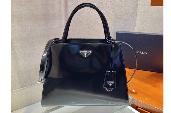 Replica Prada 1BA321 Brushed leather handbag in Black Leather