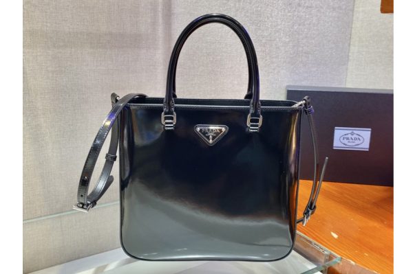 Replica Prada 1BA330 Brushed leather tote bag in Black Leather