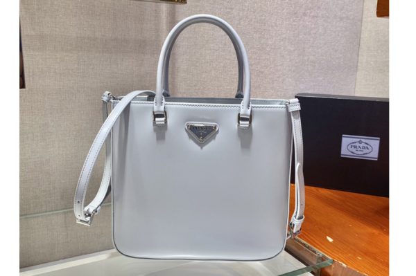 Replica Prada 1BA330 Brushed leather tote bag in Blue Leather