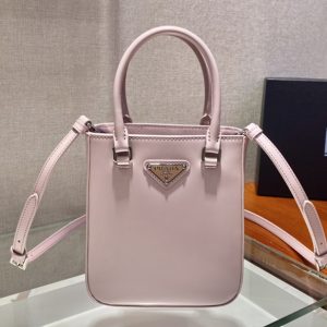 Replica Prada 1BA331 Small brushed leather tote Bag in Pink Leather