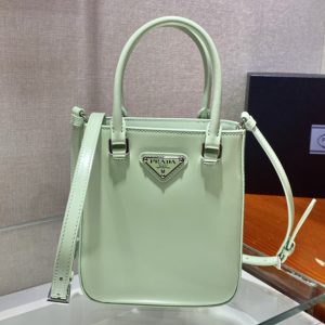 Replica Prada 1BA331 Small brushed leather tote Bag in Green Leather