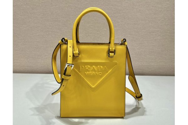 Replica Prada 1BA333 leather bag in Yellow leather