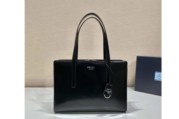 Replica Prada 1BA350 Re-Edition 1995 brushed-leather medium handbag in Black Leather