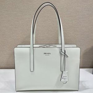 Replica Prada 1BA350 Re-Edition 1995 brushed-leather medium handbag in White Leather