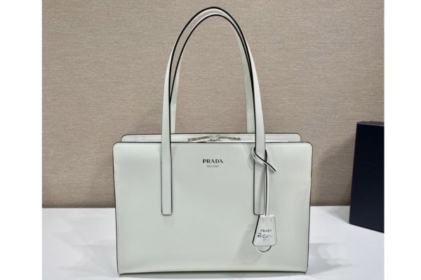 Replica Prada 1BA350 Re-Edition 1995 brushed-leather medium handbag in White Leather