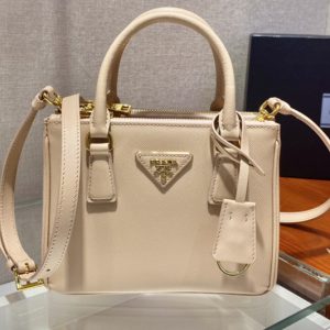 Replica Prada 1BA906 Prada Galleria Saffiano leather micro-bag in Beige Saffiano leather